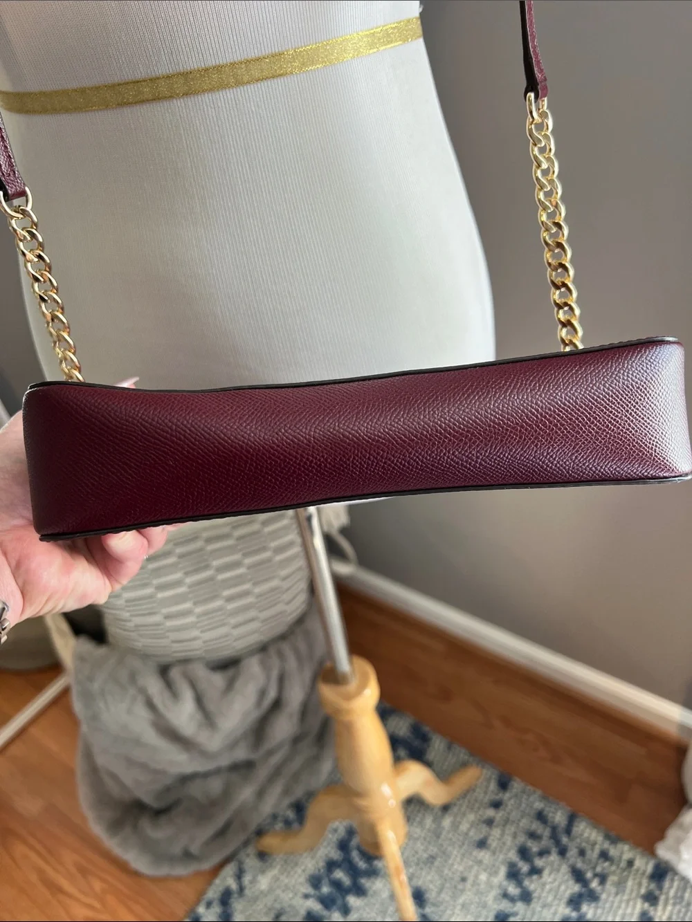 Michael Kors Wine Red Crossbody Bag with Gold Chain